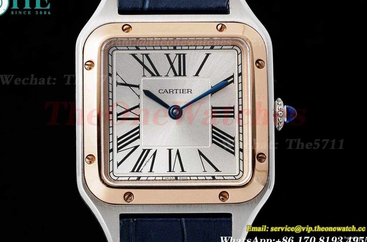 Silver Dumont Santos RG Blue AF Dial Quartz LE 1222